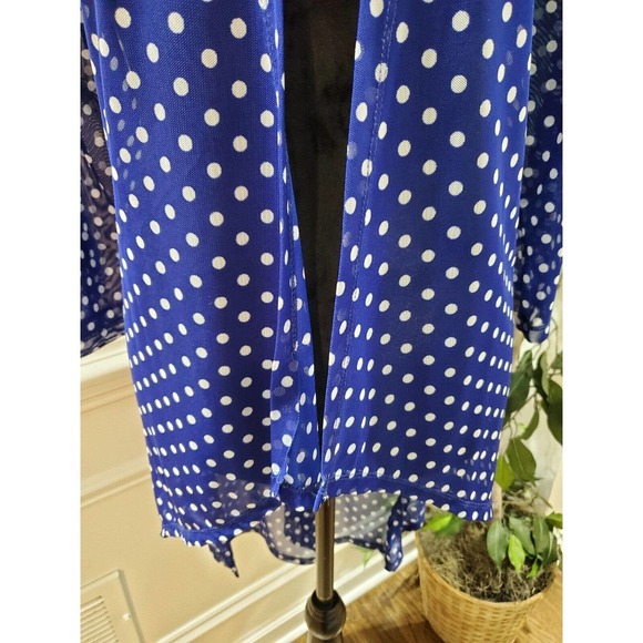 Haani Women's Blue Polka Dot Print Long Sleeve Open Front Cardigan Size Medium - Picture 4 of 8